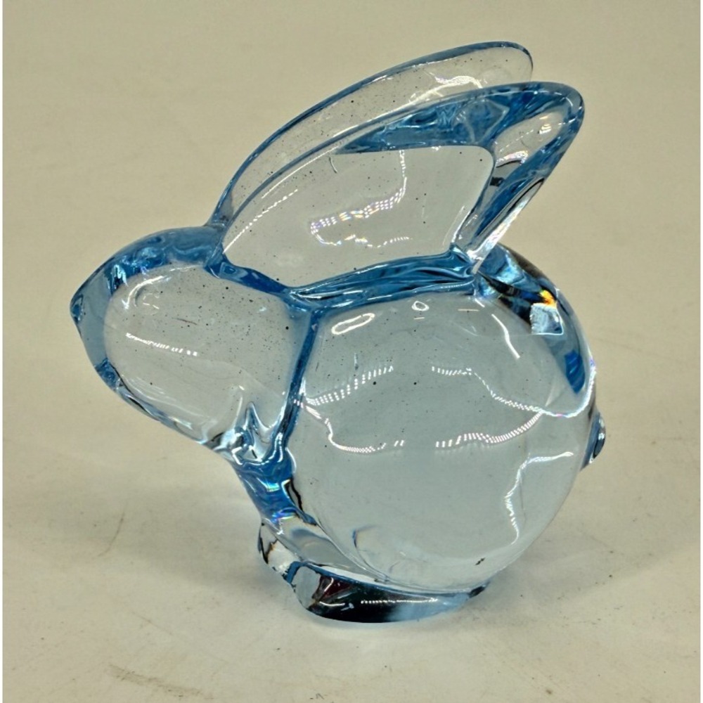 Vintage Light Blue Art Glass Bunny Rabbit Figurine Paperweight Easter Decor